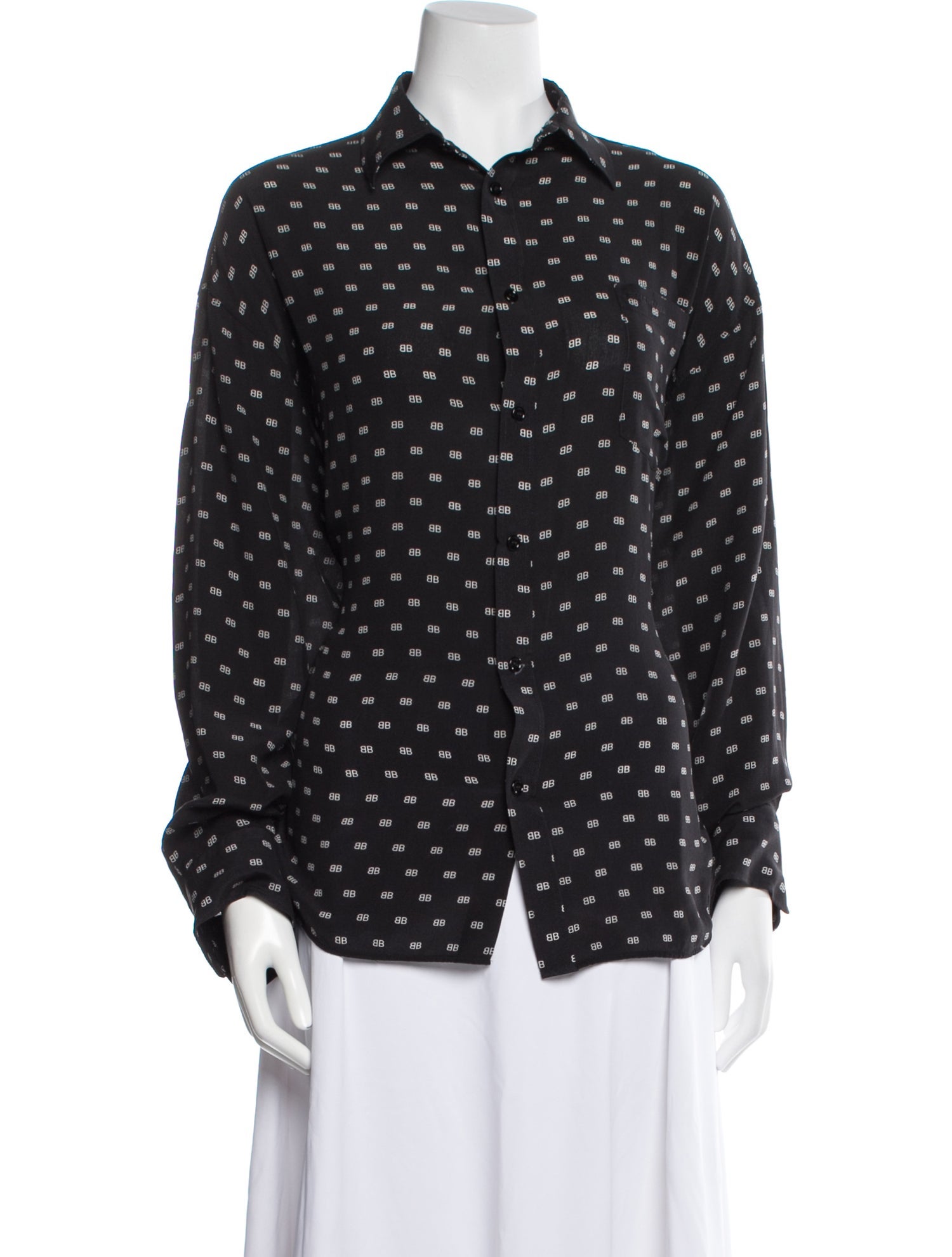 Balenciaga 2017 Silk Button-Up Top